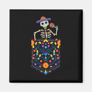 Íman Cute Sugar Skull Esqueleto No Bolso Mexicano Cinco