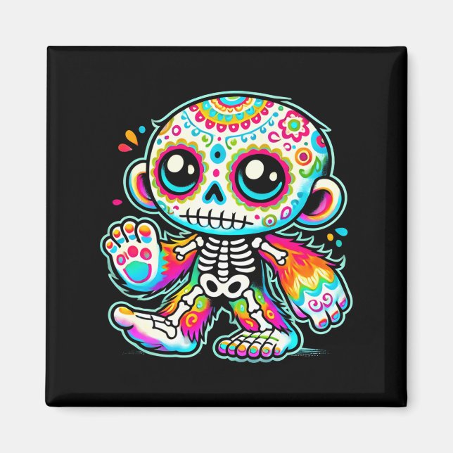 Íman Cute Sugar Skull Pé Grande Dia Dos Mortos (Frente)