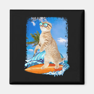 Íman Cute Surfista Gato Havaiano Amante Surfista Praia