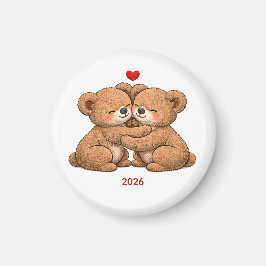 Íman Cute Teddy Bear Couple in Love – Embroidered Style