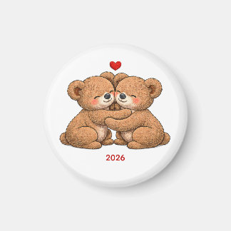 Íman Cute Teddy Bear Couple in Love – Embroidered Style