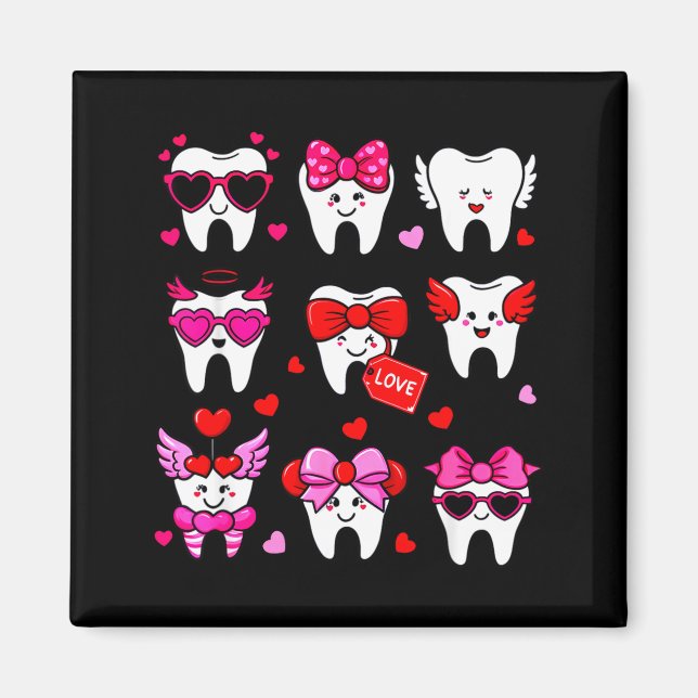 Íman Cute Teeth Love Valentine's Day Dental  (Frente)