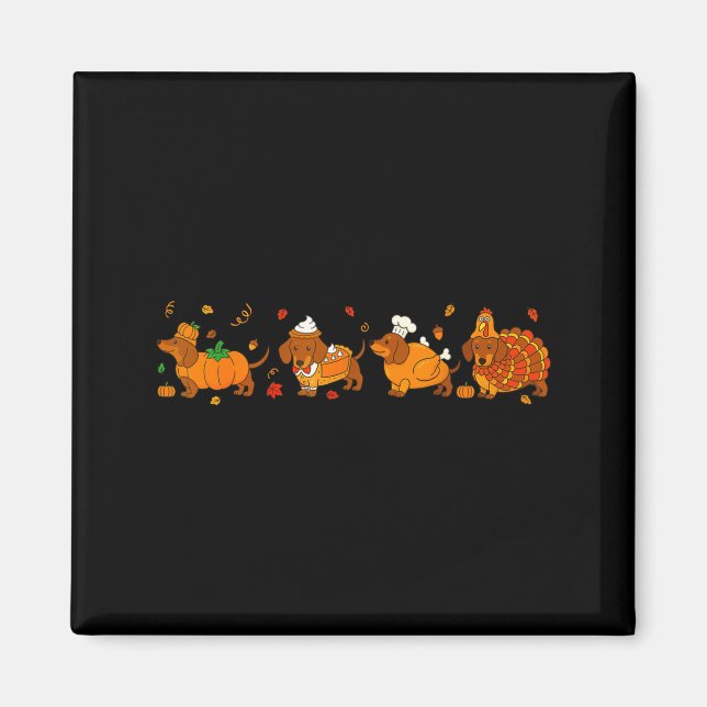 Íman Cute Thanksgiving Dachshund Dogs Fall Gobble Prepp (Frente)