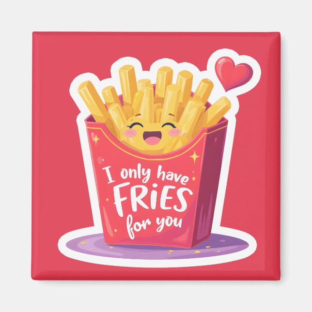 Íman Cute Valentine French Fries Pun (Frente)