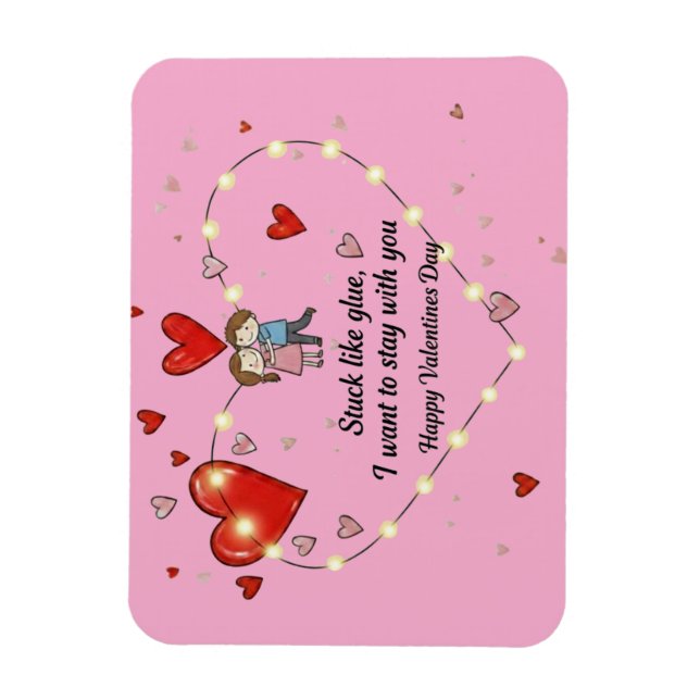 Íman cute valentine's day couple heart custom (Vertical)
