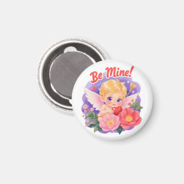Íman Cute Valentine's Day Cupid with "Be Mine"