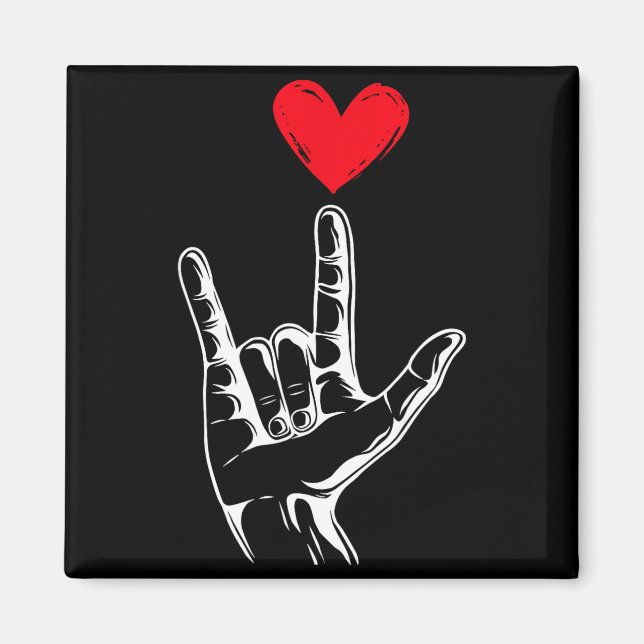 Íman Cute Valentines Day I Love You Hand Sign Language  (Frente)
