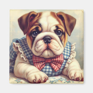 Íman Cute Vintage English Bulldog Art