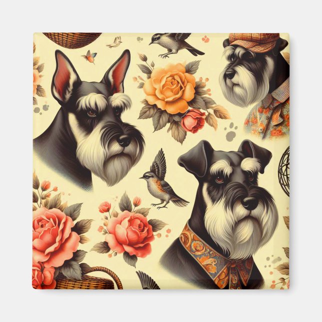 Íman Cute Vintage Schnauzer (Frente)
