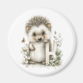 Íman Cute watercolour baby animal alphabet Hedgehog