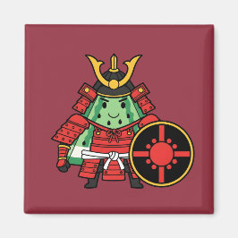 Íman Cute Watermelon Shogun Samurai Warrior Illustratio