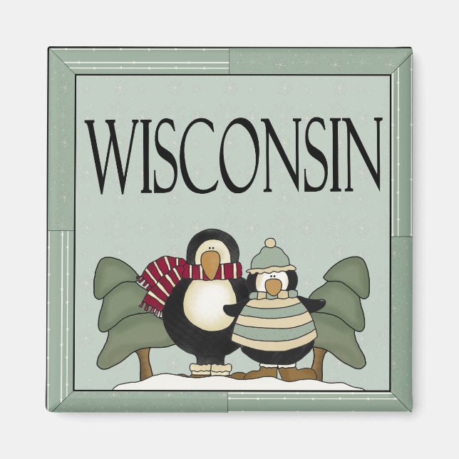 Íman Cute Wisconsin Penguin Magnet Gift (Frente)