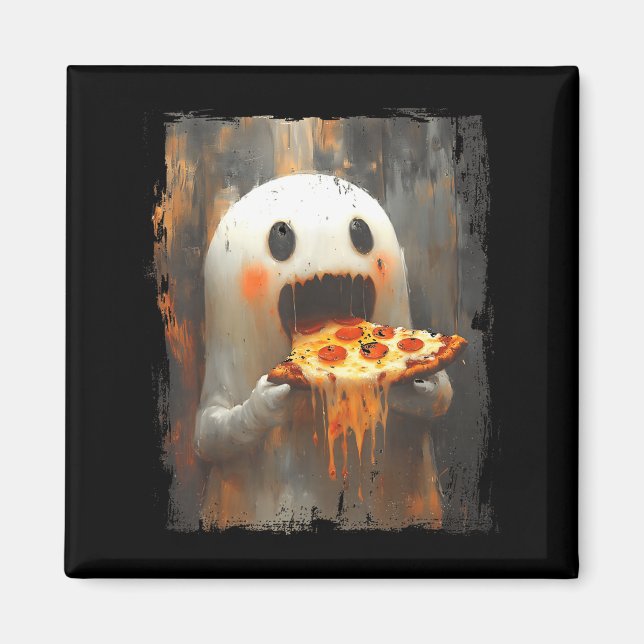 Íman Cute Zza Ghost Eating Zza Funny Halloween Food Lov (Frente)