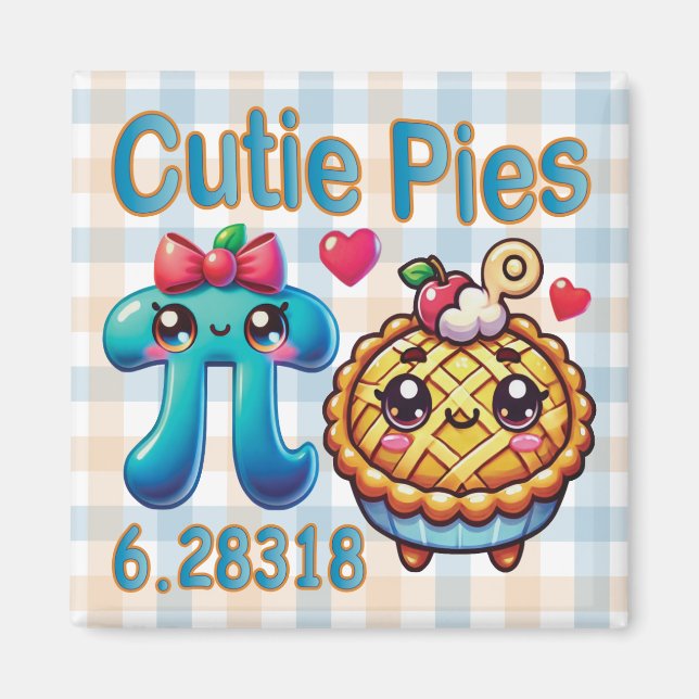 Íman "Cutie Pies" - Símbolo de Pi Cónico e Pie Pun (Frente)