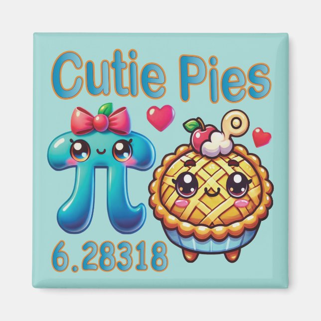 Íman "Cutie Pies" - Símbolo de Pi Cónico e Pie Pun (Frente)