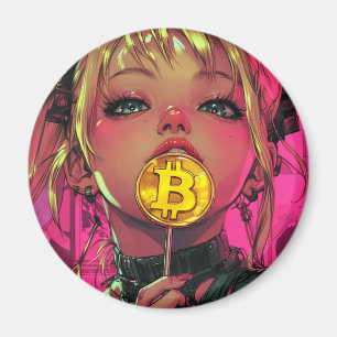Íman Cyberpunk Bitmoney Waifu Anime Magnet
