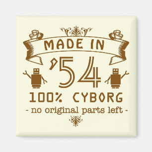 Íman Cyborg engraçado do aniversário com ano