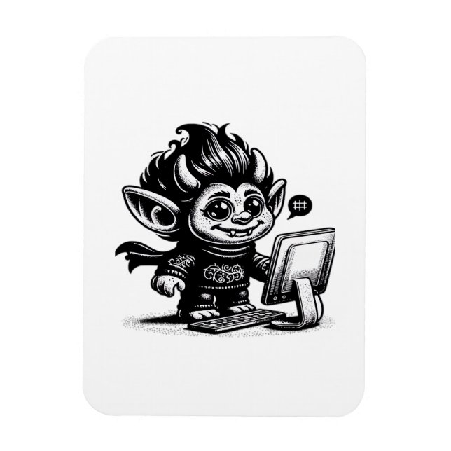 Íman Cyborg Troll da Internet Whimsigoth Desenho de Art (Vertical)