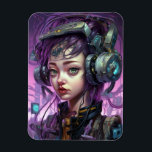 Íman Cyborg Woman Science Fiction<br><div class="desc">Produtos de arte fantasia de The Lunarium.</div>