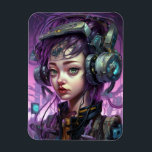 Íman Cyborg Woman Science Fiction<br><div class="desc">Produtos de arte fantasia de The Lunarium.</div>