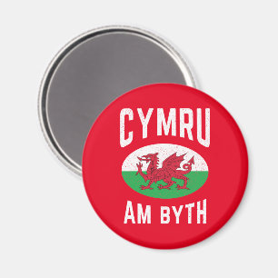 Íman Cymru Am Byth Wales Flag Proud Welsh Vintage Rugby