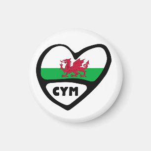 Íman Cymru Wales Country Code Flag Heart