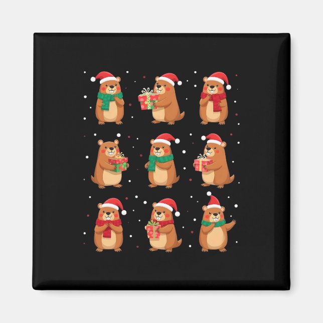 Íman Cypybaras Christmas Santa Hat Funny Cypybara Lover (Frente)