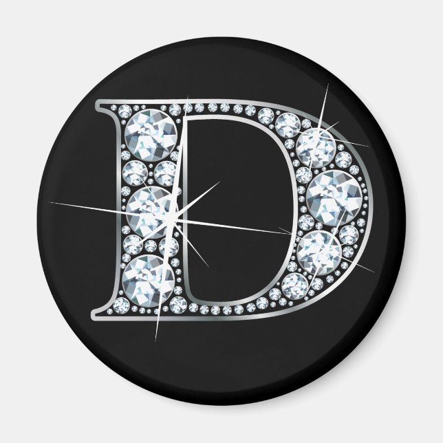 Íman "D" Faux-"Diamond Bling" Magnet (Frente)