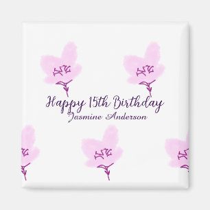 Íman D floral rosa malva 15 anos aniversário quinceaner