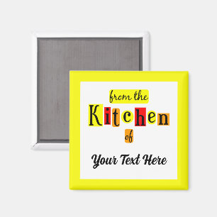 Íman Da Cozinha de Borda Amarela Personalizada Retro