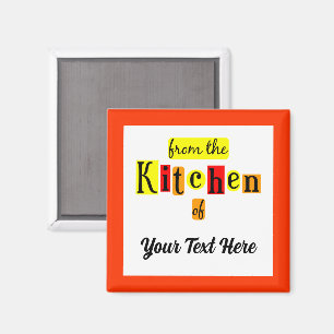 Íman Da Cozinha de Borda Laranja Personalizada Retro