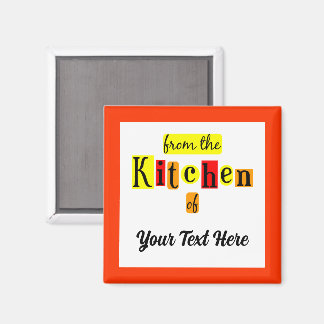 Íman Da Cozinha de Borda Laranja Personalizada Retro