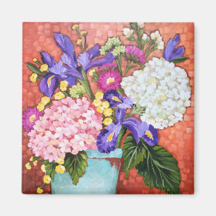 Íman Da "ímã quadrado floral das belas artes íris e