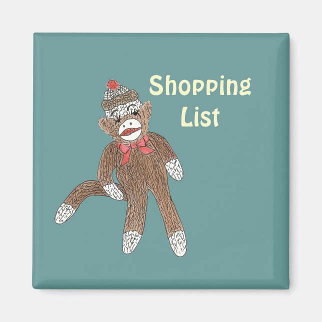 Íman da lista de compro do macaco-meia (Frente)