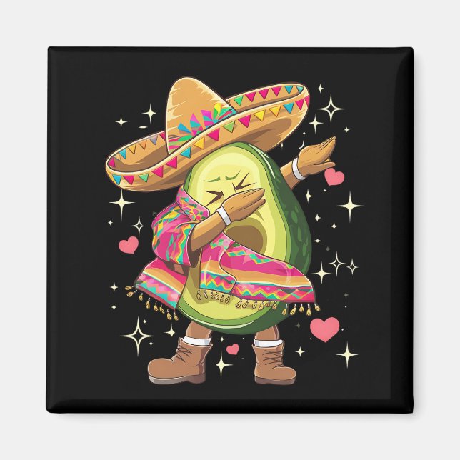 Íman Dabbing Abacate Cinco De Mayo Engraçado Poncho Mex (Frente)