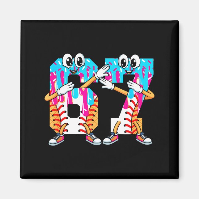 Íman Dabbing Baseball Ice Cream Drip Number 67 Birthday (Frente)