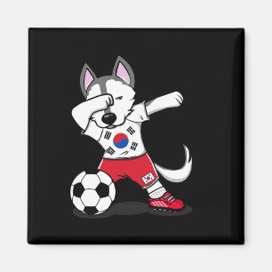 Íman Dabbing Husky Coreia do Sul Fãs de Futebol Amantes