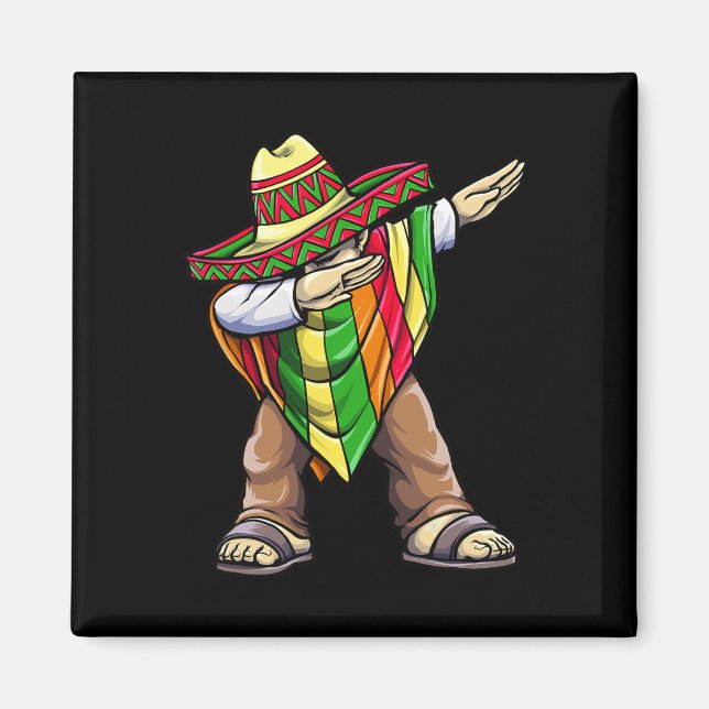Íman Dabbing Mexicano Poncho Cinco De Mayo (Frente)