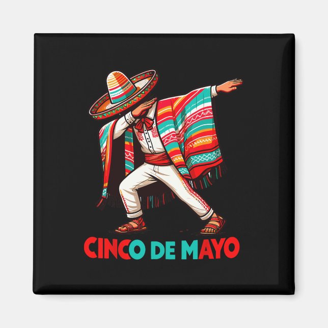 Íman Dabbing Mexicano Poncho Cinco De Mayo Fiesta (Frente)
