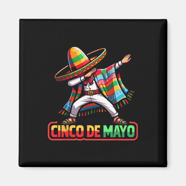 Íman Dabbing Mexicano Poncho Cinco De Mayo Fiesta 1 (Frente)