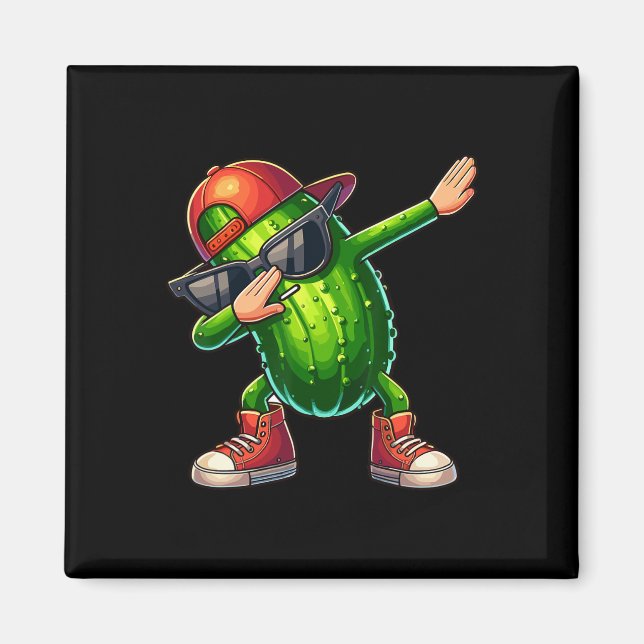 Íman Dabbing Pickle Dancing Pepino Picker Engraçado (Frente)