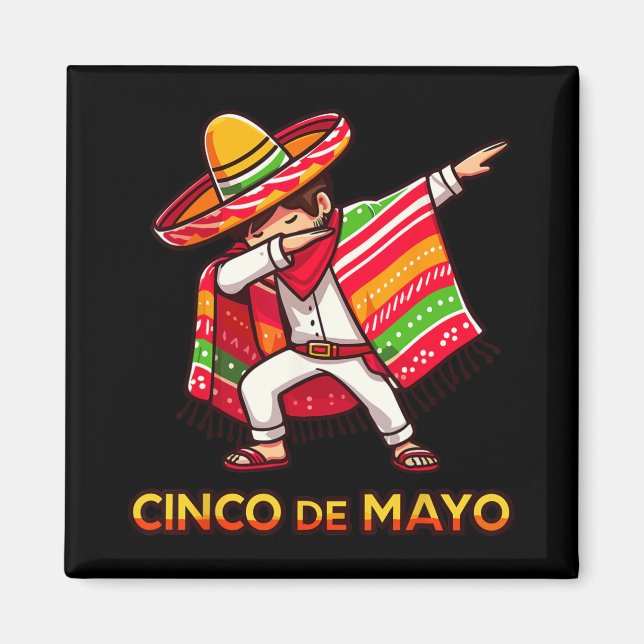 Íman Dabbing Poncho Mexicano Cinco De Mayo Festa 3  (Frente)
