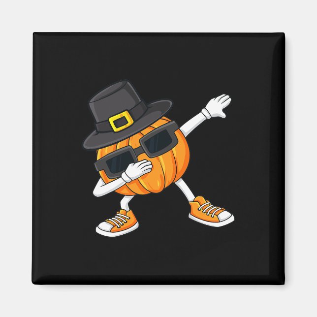 Íman Dabbing Pumpkin Pilgrim Dia de Ação de Graças Garo (Frente)