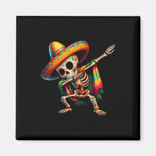 Íman Dabbing Skeleton Cinco De Mayo Sombrero Poncho Mex