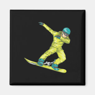 Íman Dabbing Snowboarder Cute Snowboard Funny Dab Sk