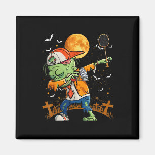 Íman Dabbing Zombie jogando Badminton Halloween Badmint