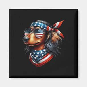 Íman Dachshund Americano Bandeira Dos EUA Óculos De Sol