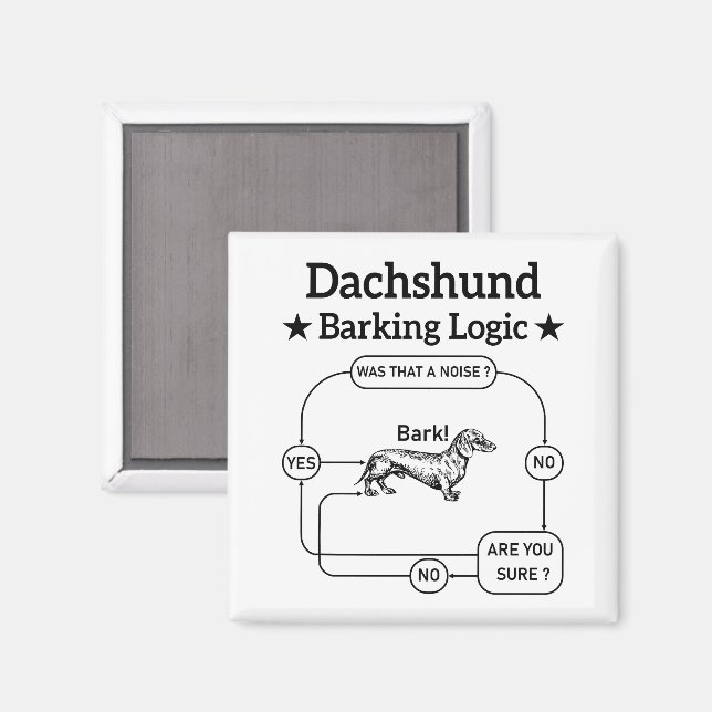 Íman Dachshund Barking Logic Engraçado Cão Sarcástico (Front/Back)