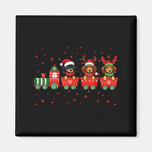 Íman Dachshund Christmas Dog Lights Santa Xmas Pet Dog  (Frente)