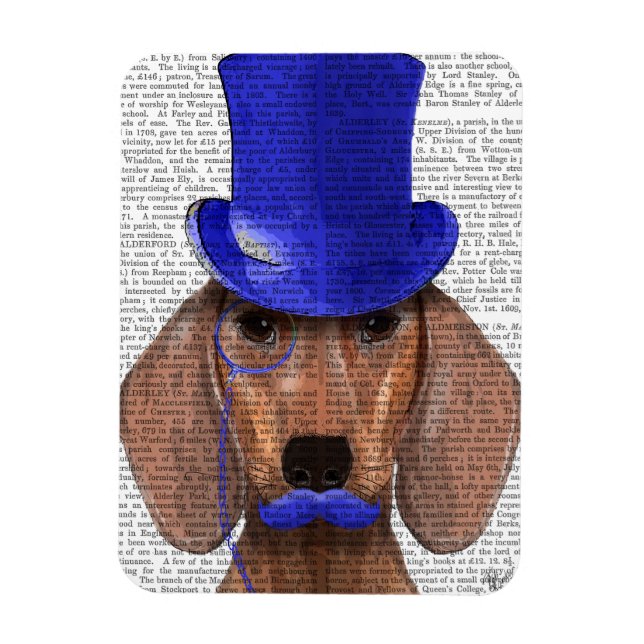 Íman Dachshund com Chapéu Azul e bigode Azul (Vertical)